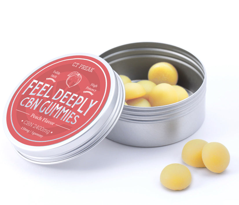 FEEL DEEPLY CBN GUMMIES 16粒 CBN2,400mg ( CBN 150mg /粒)ピーチ味 – Mēs